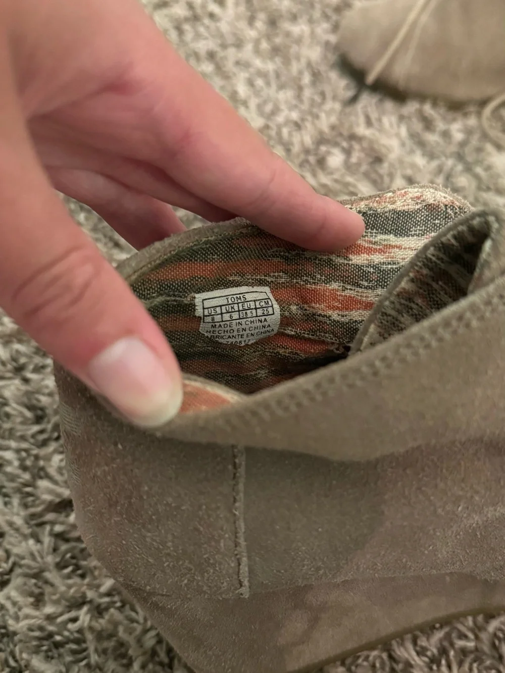 Toms Taupe Suede Wedge Ankle Booties